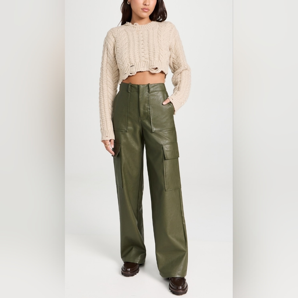 Wayf Faux Leather Cargo Pants
